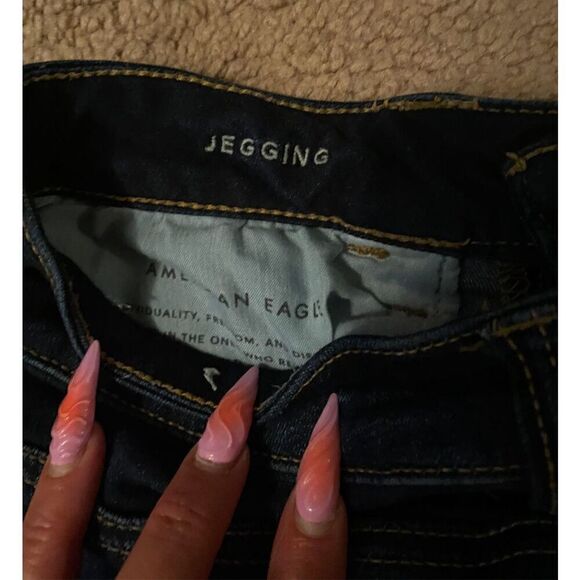 American Eagle Outfitters Ne(X)T Level Stretch Jeggings Dark Blue Denim Size 8 S - Picture 4 of 7